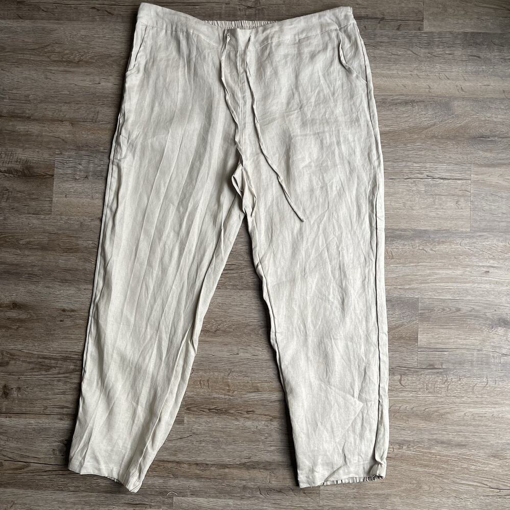 IXIMO Linen Elastic Waist Pants Lagenlook Coastal Baggy‎ Boho Size 2XL